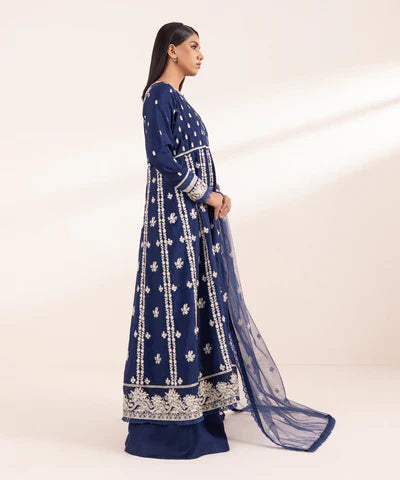 3 Piece - Embroidered Raw Silk Suit LZ-025