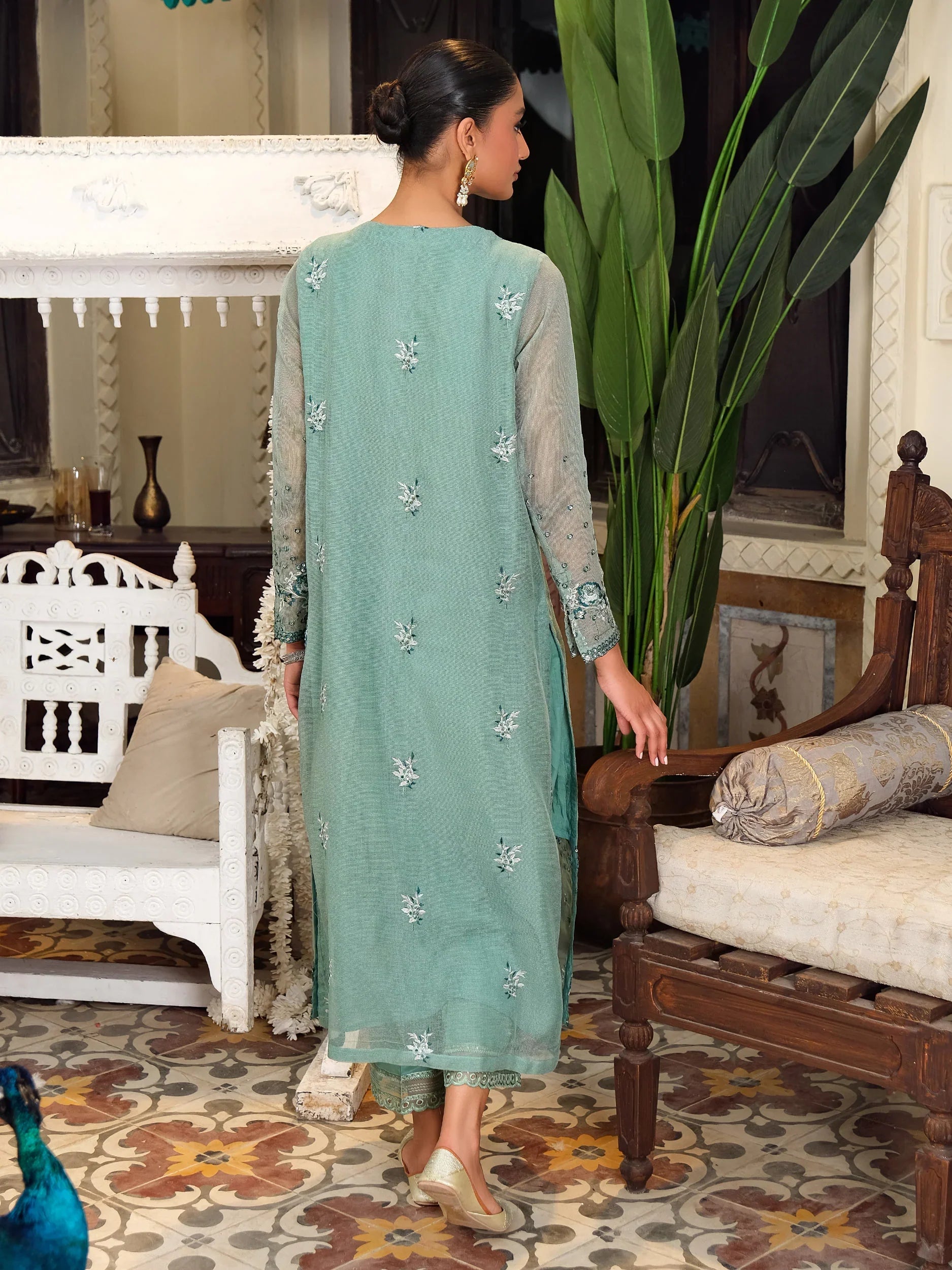 2 Piece Net Suit-Embroidered (Pret)